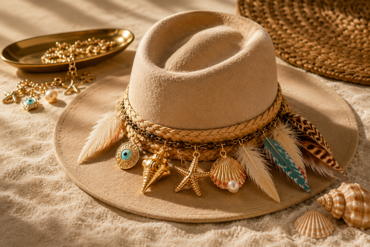 5 Formas de Transformar un Sombrero con Charms y Plumas